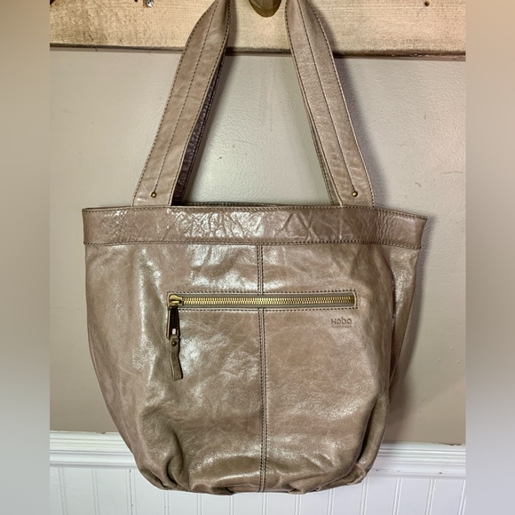 HOBO International Tan Leather Satchel Bucket Handbag tote - Picture 5 of 6